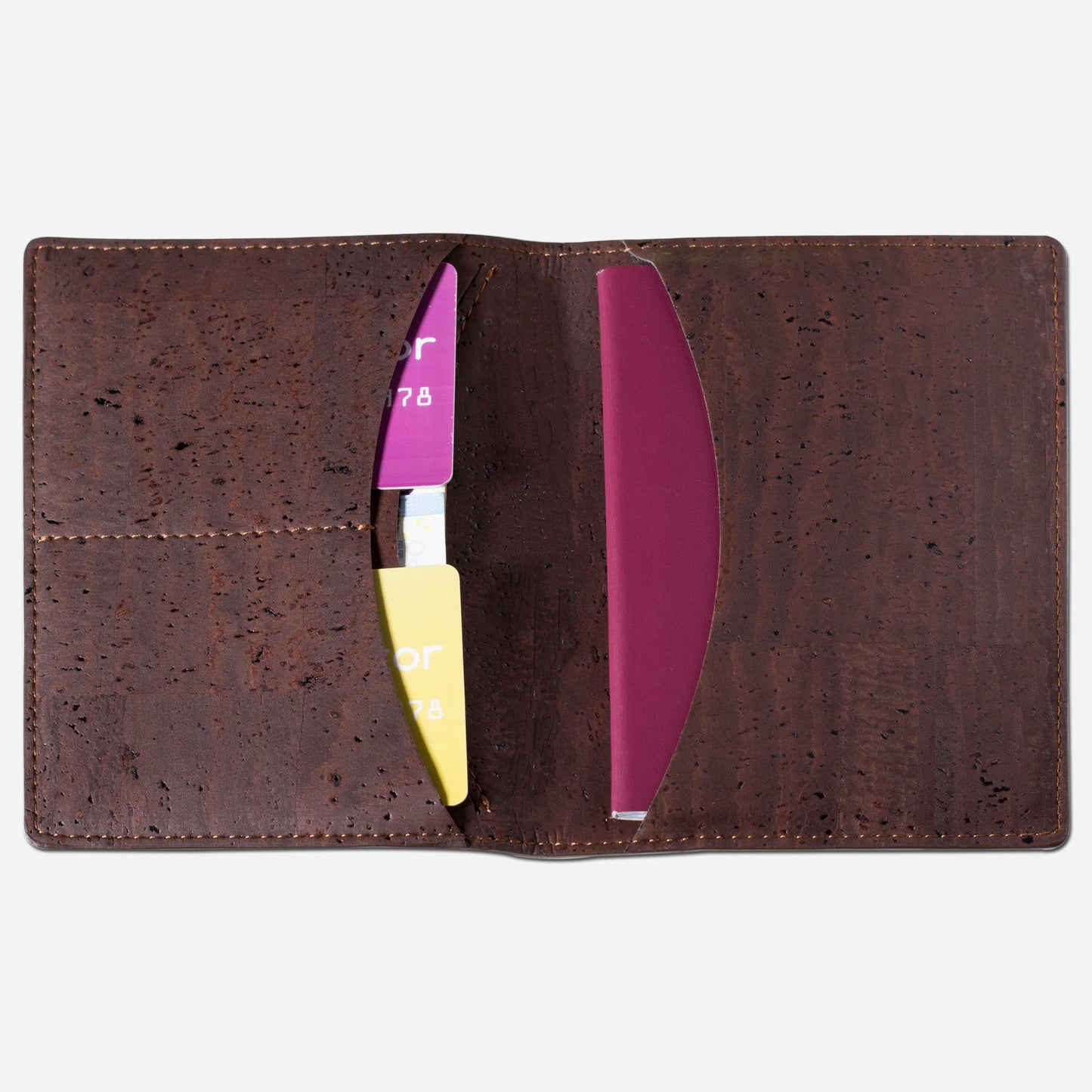 Passport Wallet RFID Protection Cork vegan leather brown