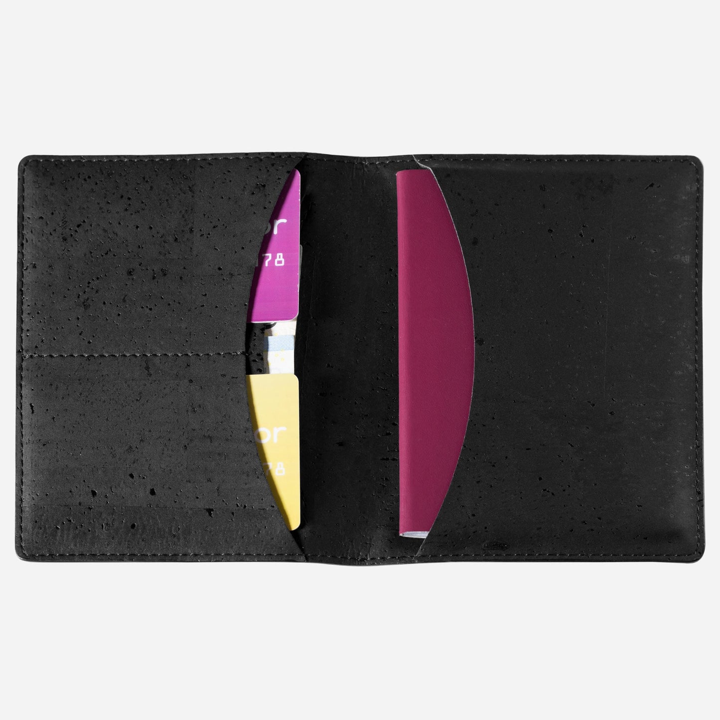 Passport Wallet RFID Protection Cork vegan leather black
