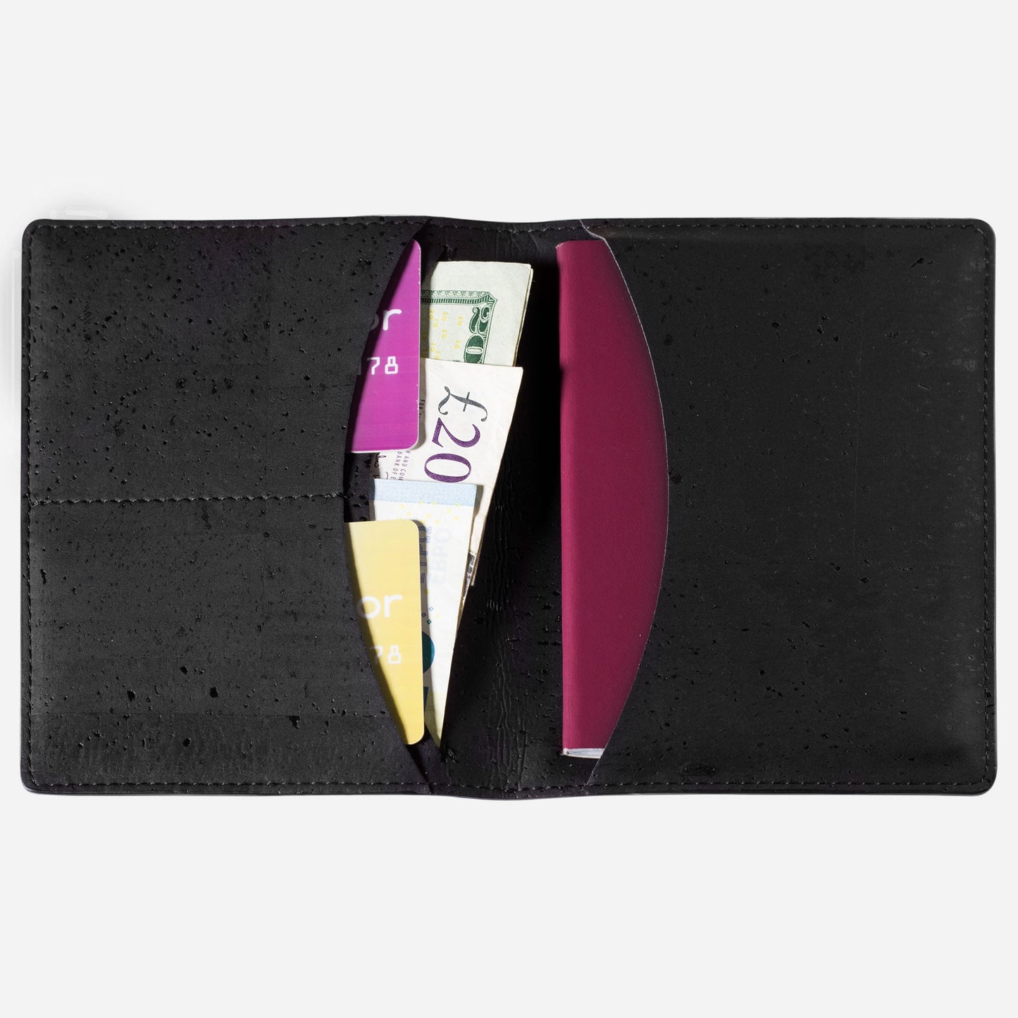 Passport Wallet RFID Protection Cork vegan leather black