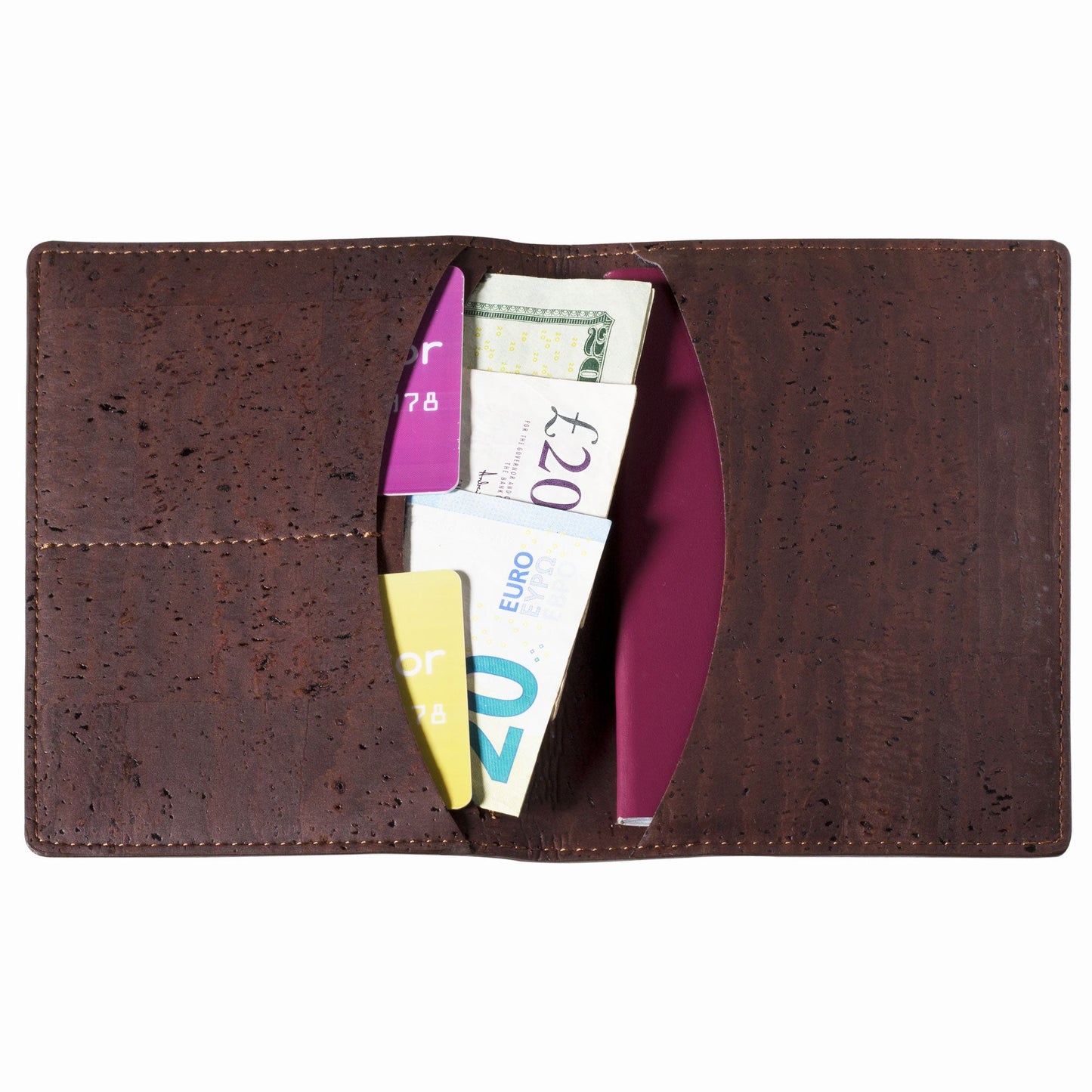 Passport Wallet RFID Protection Cork vegan leather brown