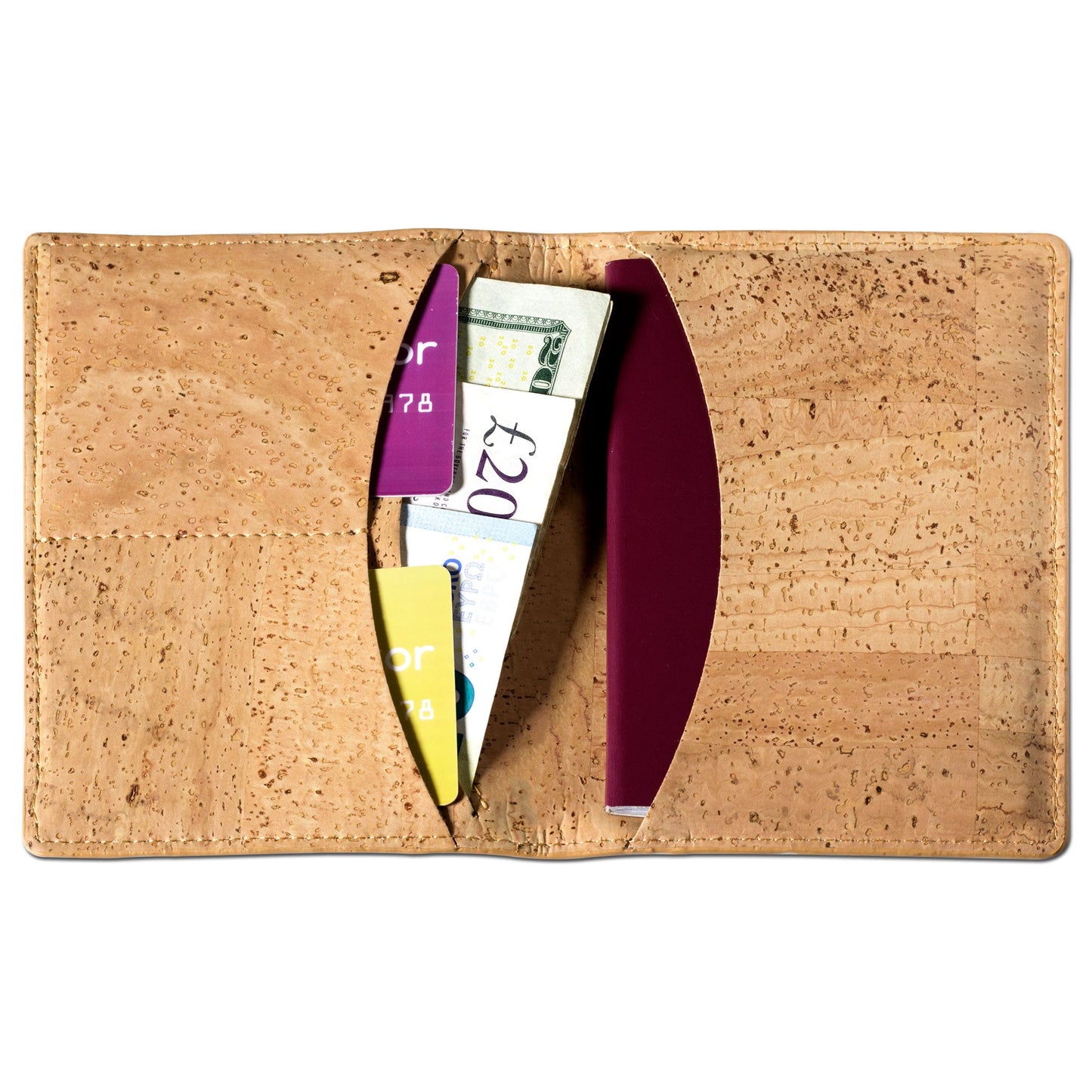 Passport Wallet RFID Protection Cork vegan leather brown