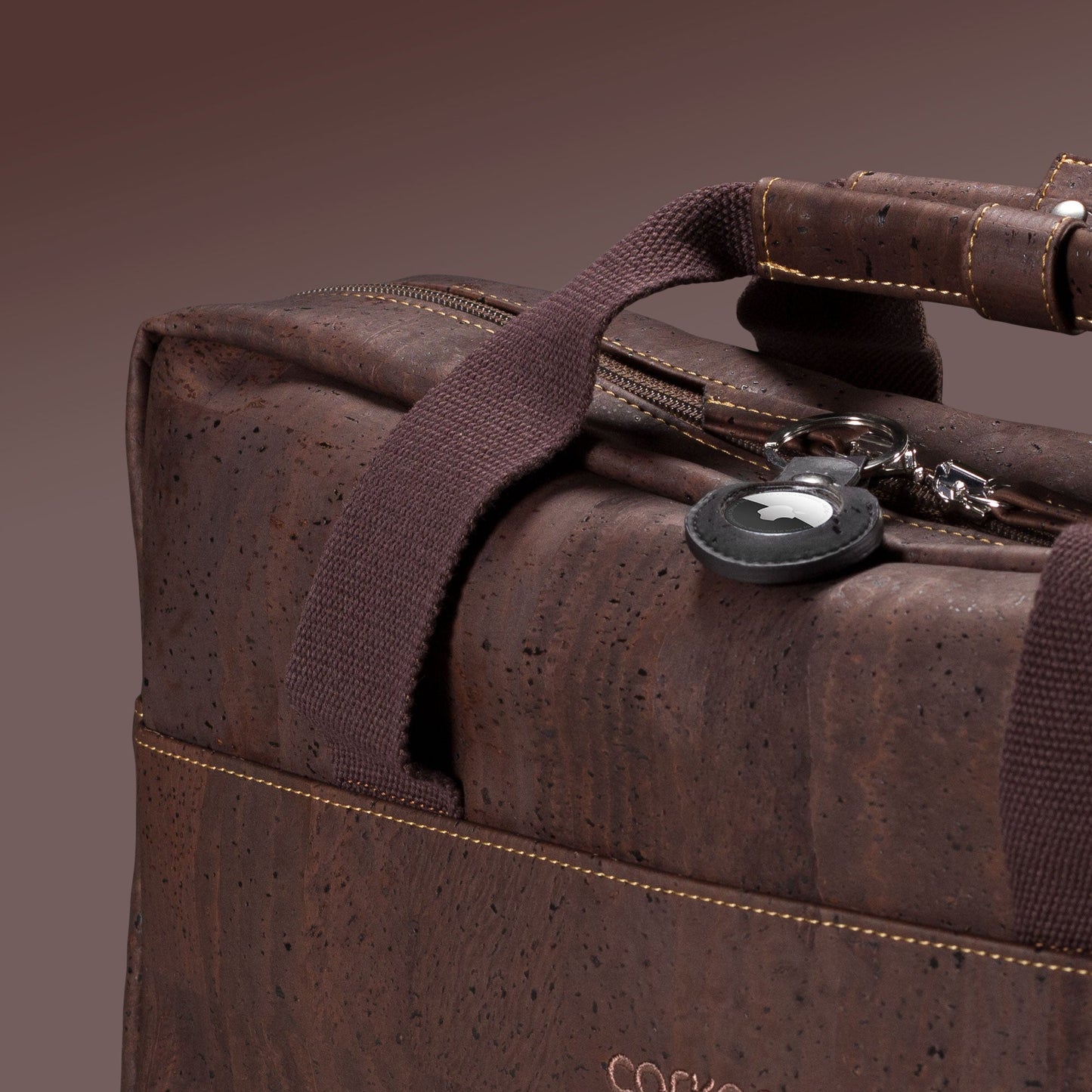 keychains apple air tag cork brown