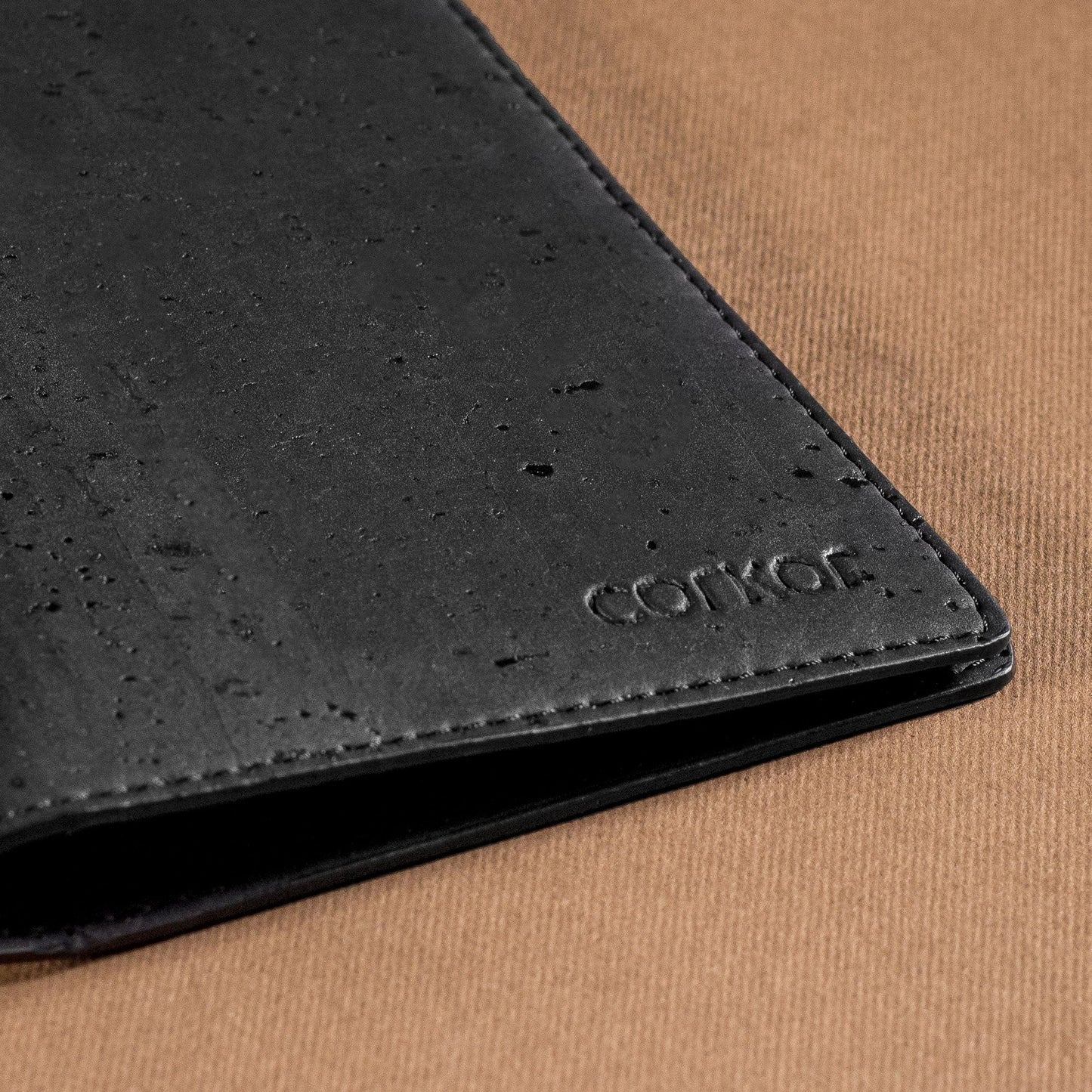 Passport Wallet RFID Protection Cork vegan leather black