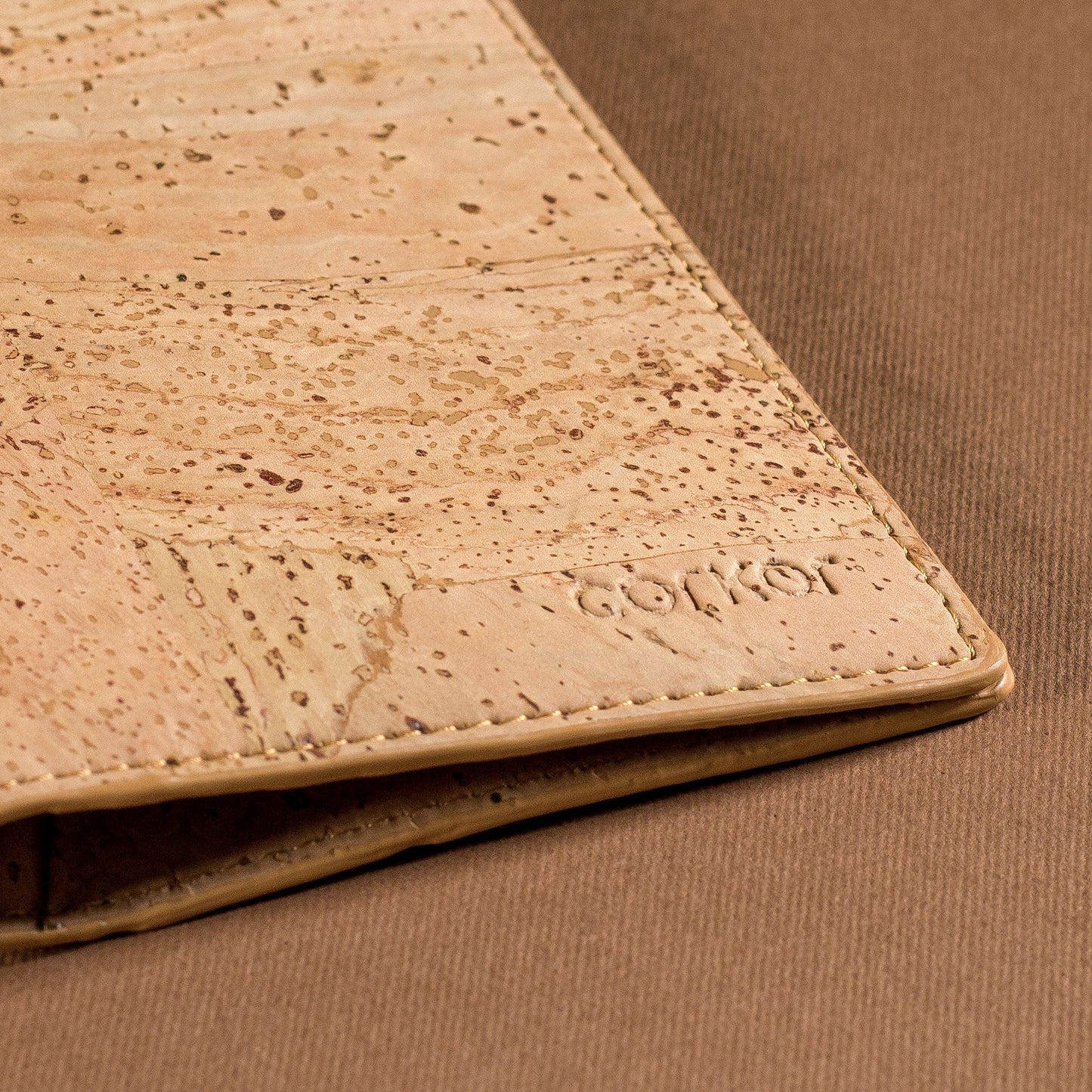 Passport Wallet RFID Protection Cork vegan leather brown
