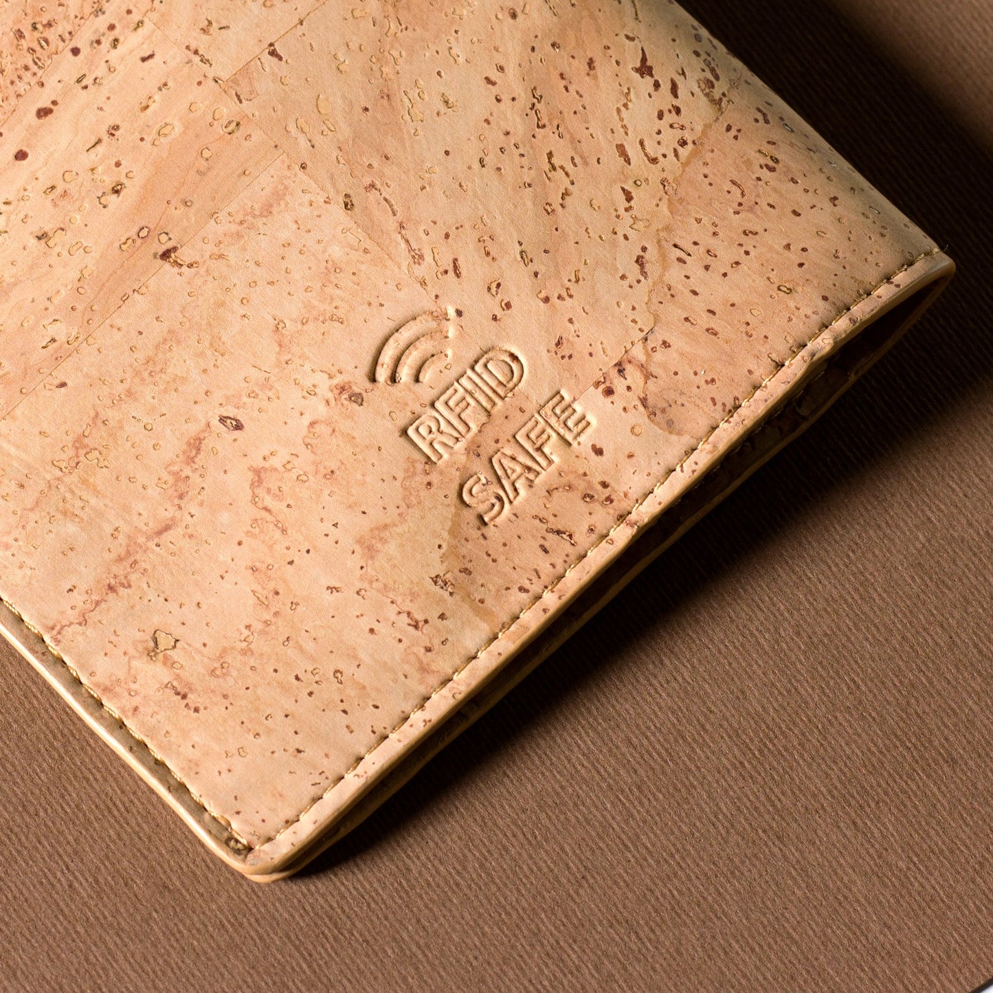 Passport Wallet RFID Protection Cork vegan leather brown