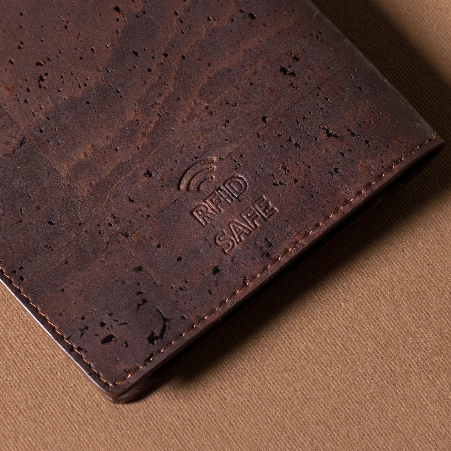 Passport Wallet RFID Protection Cork vegan leather brown