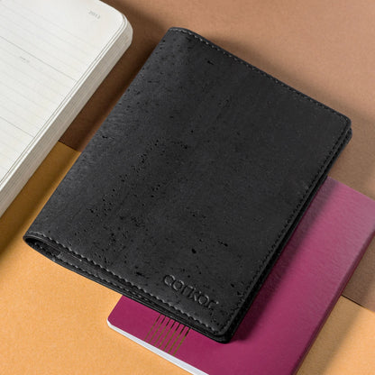 Passport Wallet RFID Protection Cork vegan leather brown