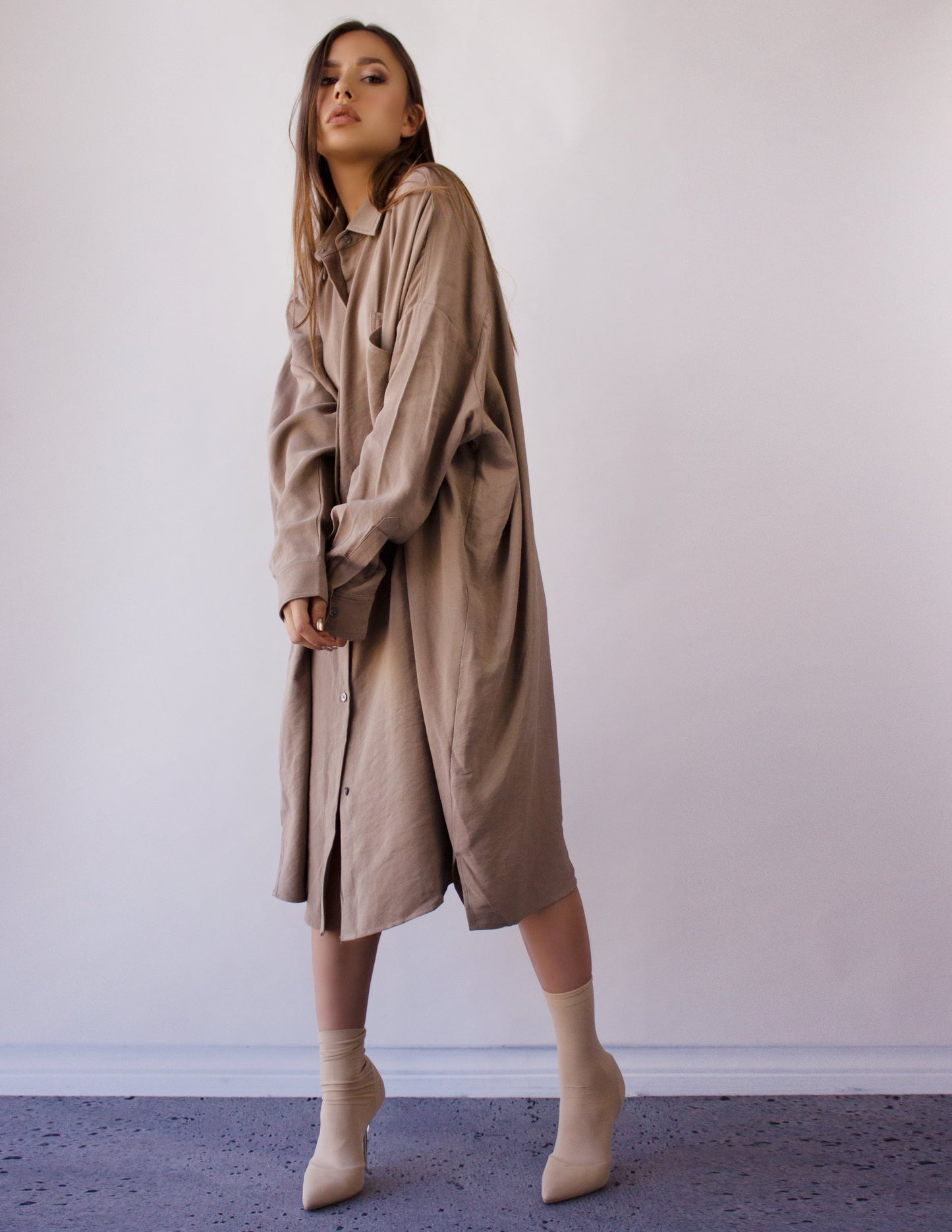 AQUILA DRESS taupe vegan