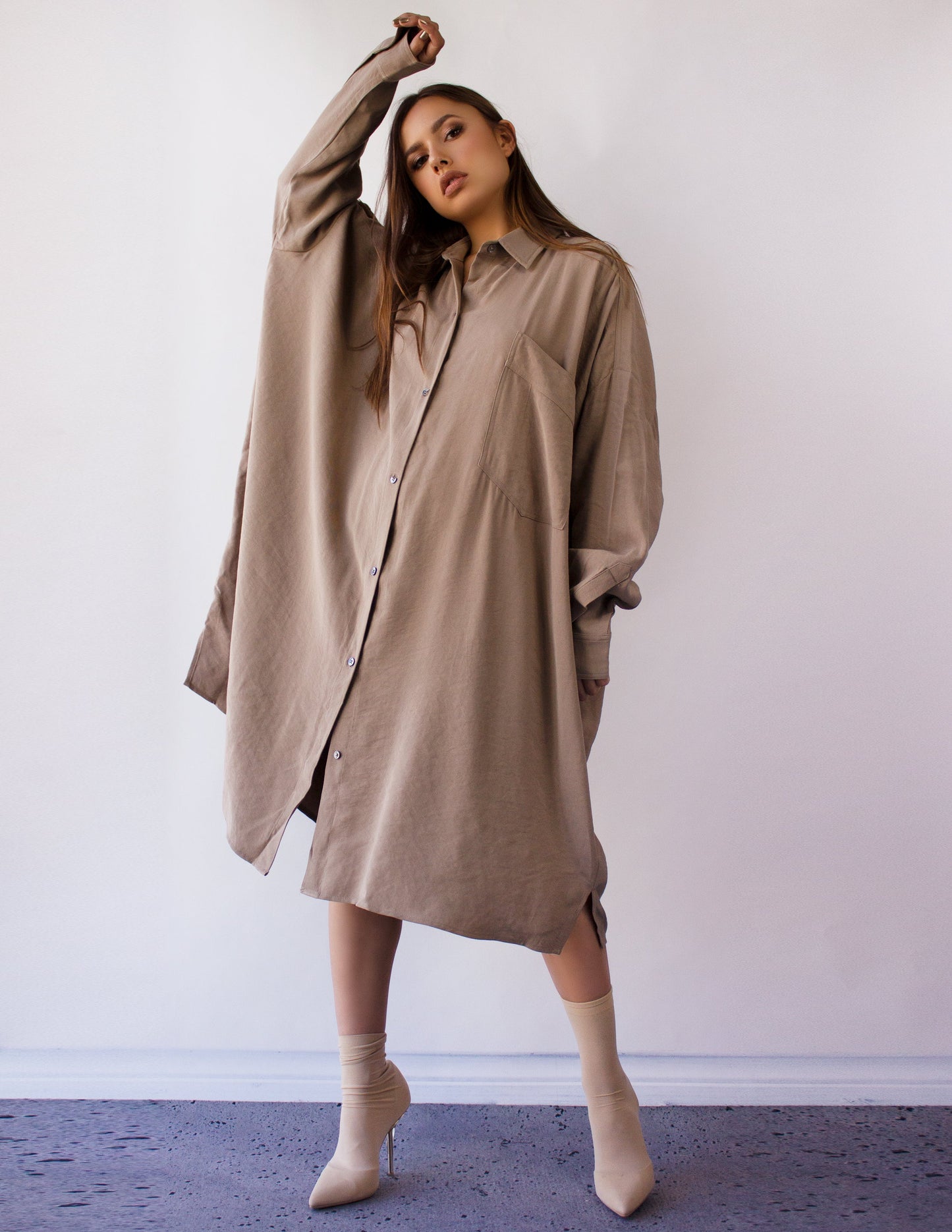 AQUILA DRESS taupe vegan