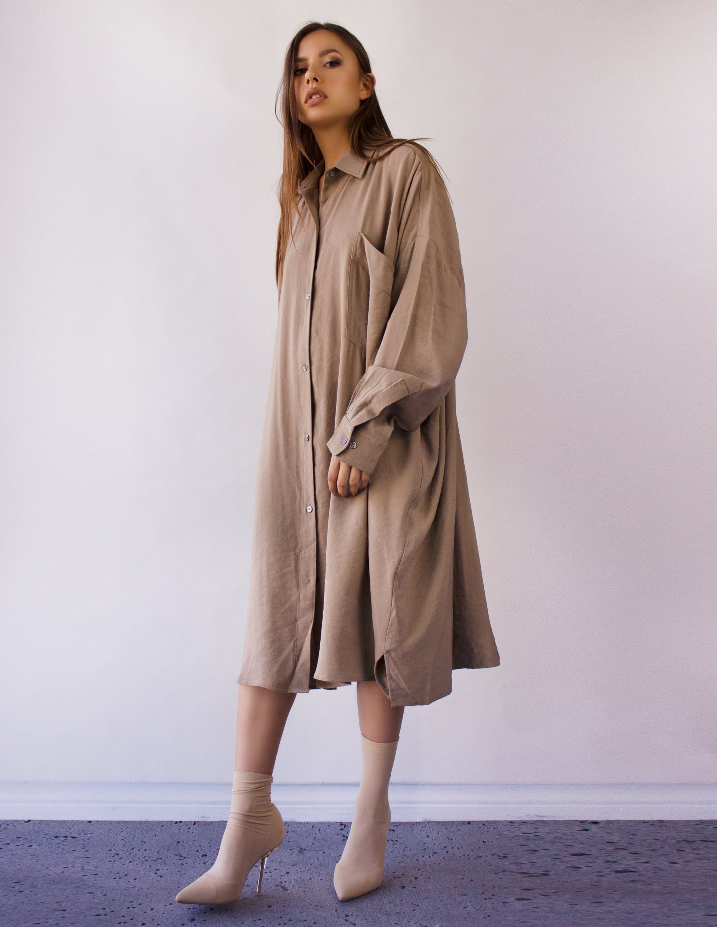 AQUILA DRESS taupe vegan