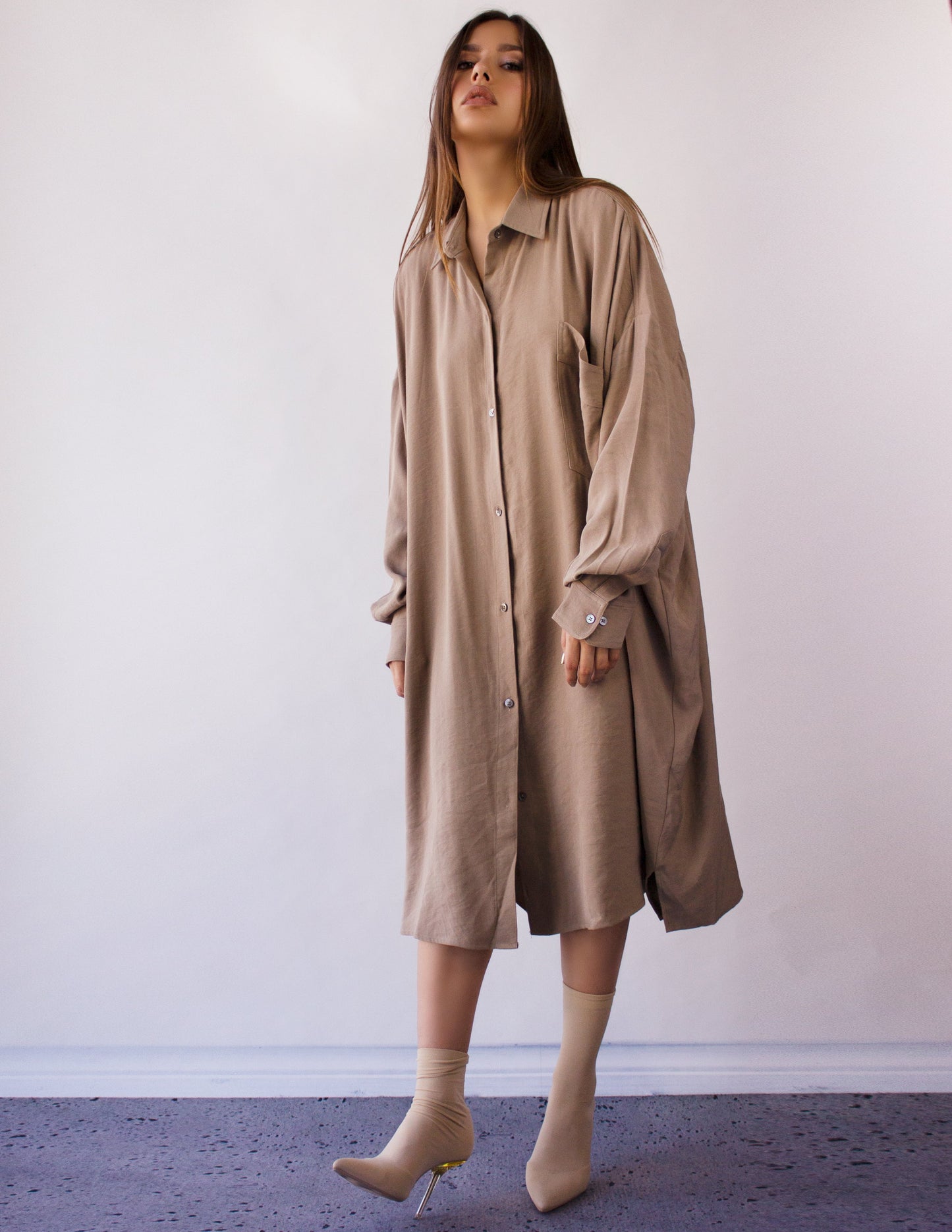 AQUILA DRESS taupe vegan