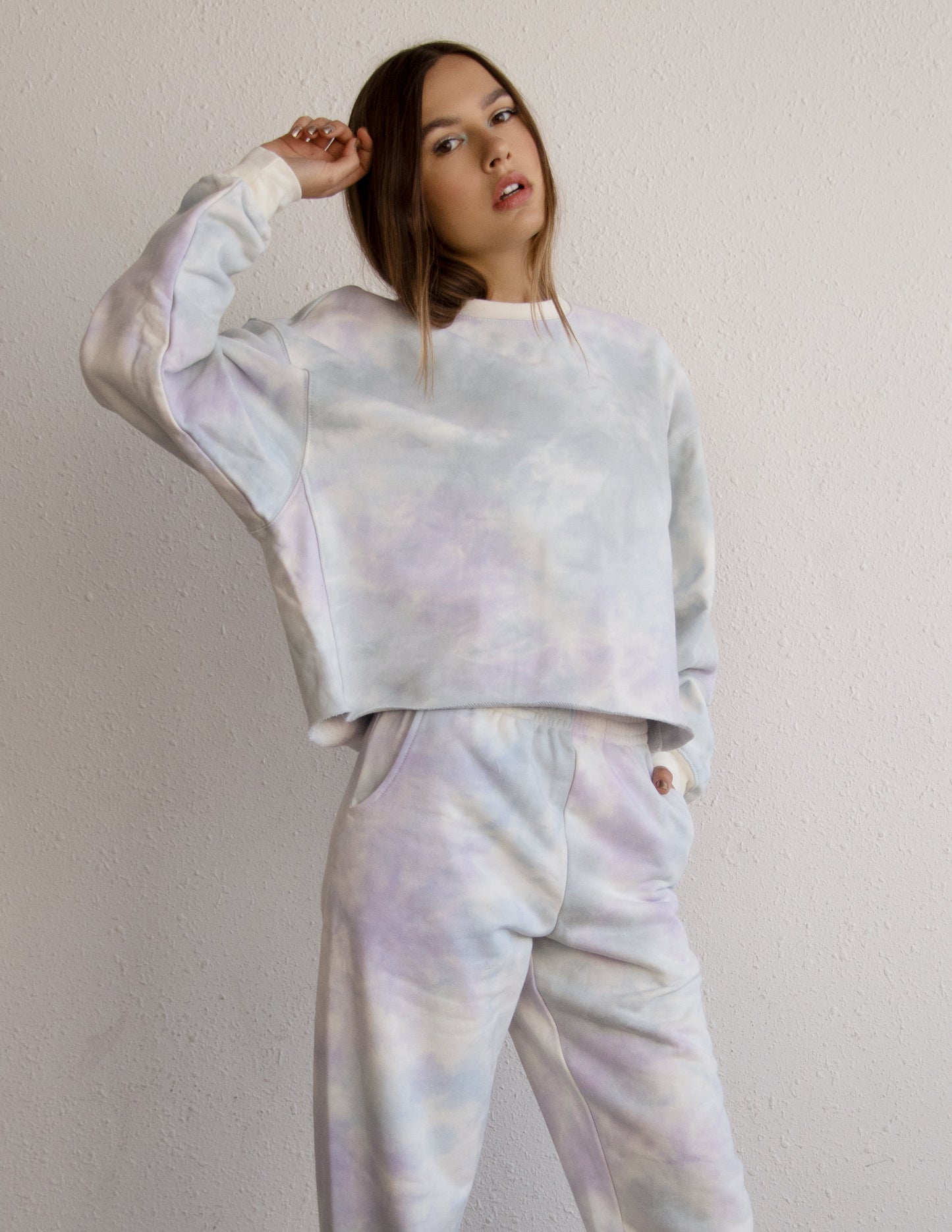 jogger set white cloud dye vegan cotton