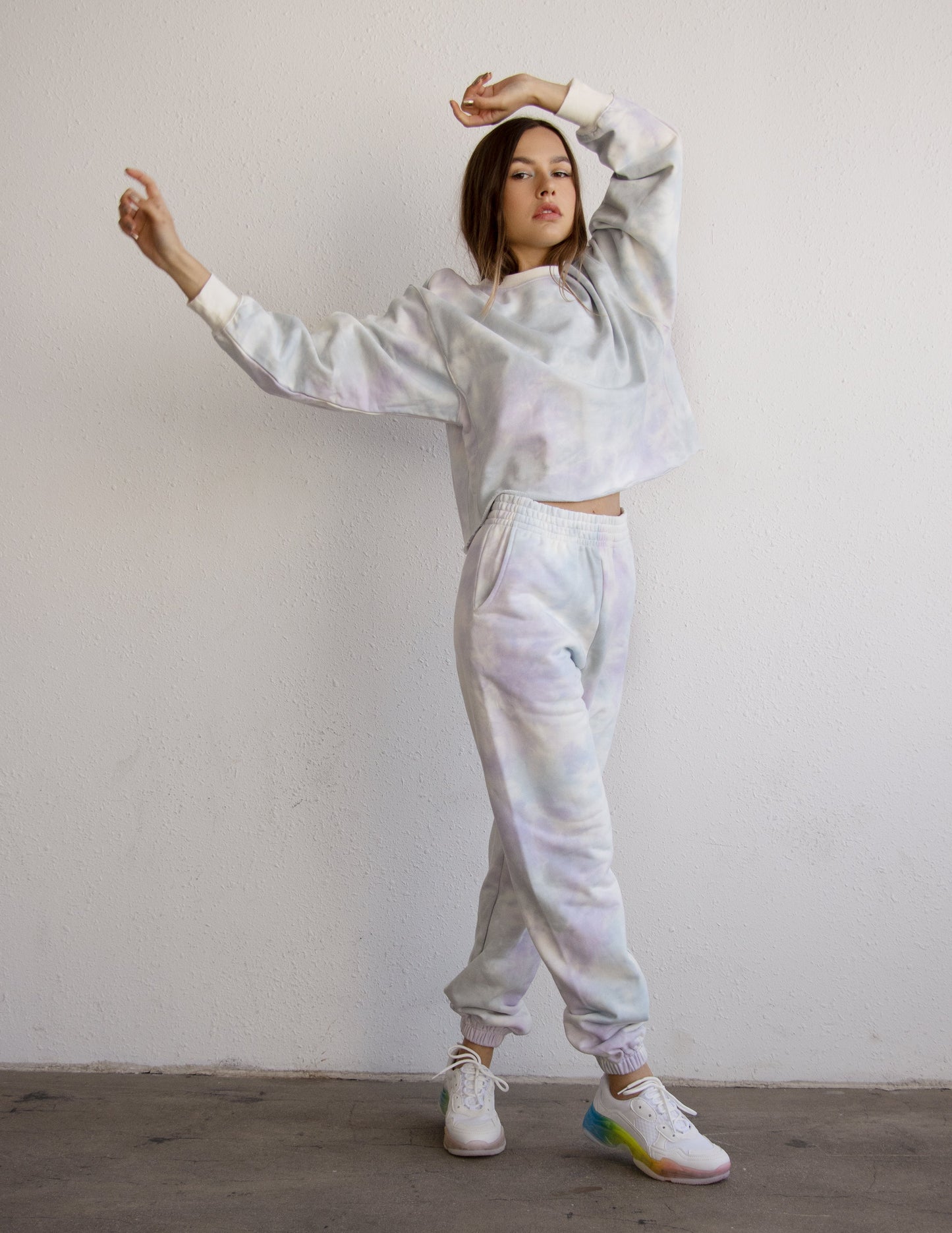 jogger set white cloud dye vegan cotton