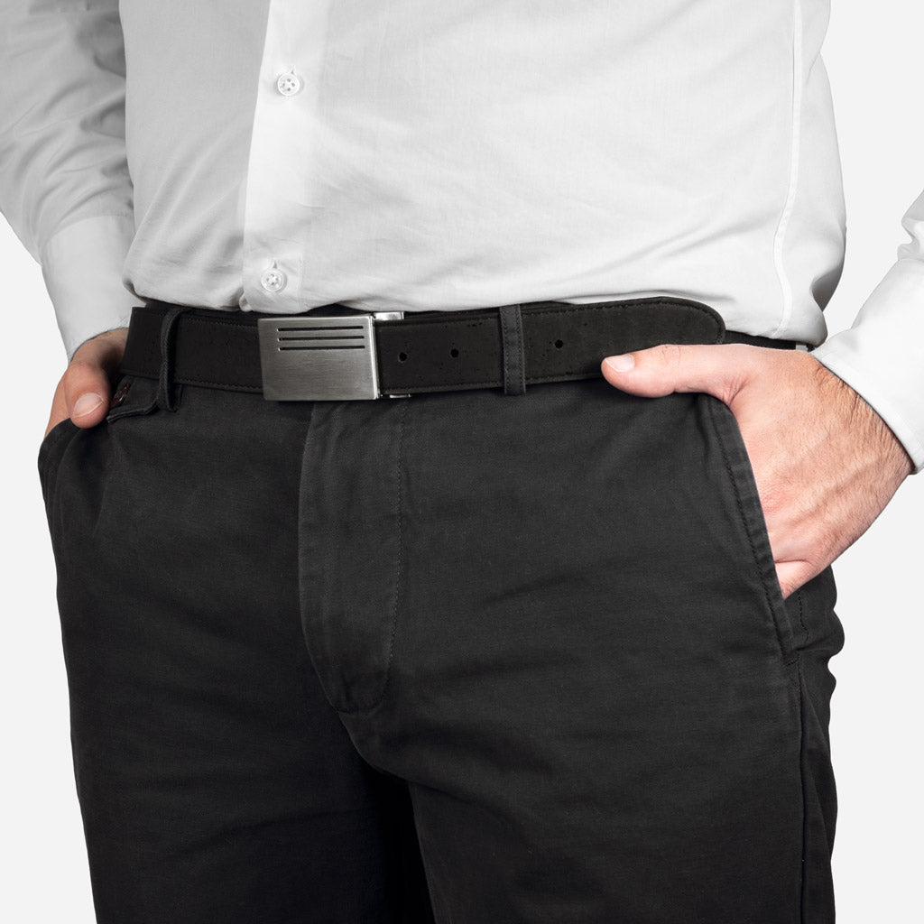 Reversible Cork Belt with Plaque Buckle 35MM
