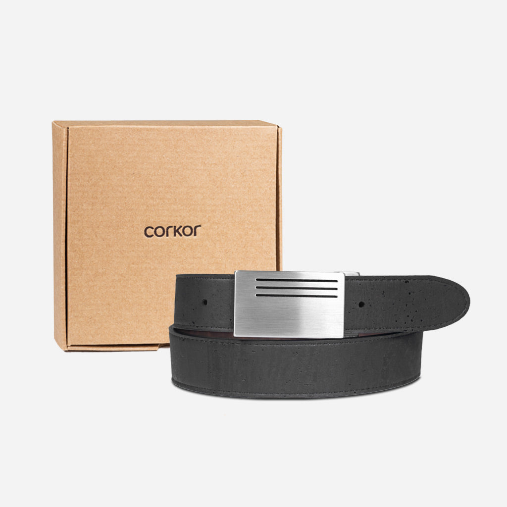 Reversible Cork Belt with Plaque Buckle 35MM