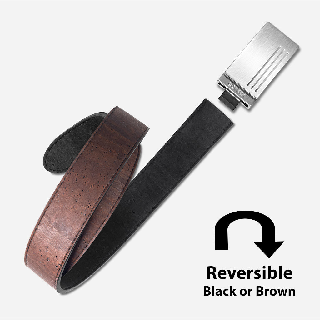 Reversible Cork Belt with Plaque Buckle 35MM