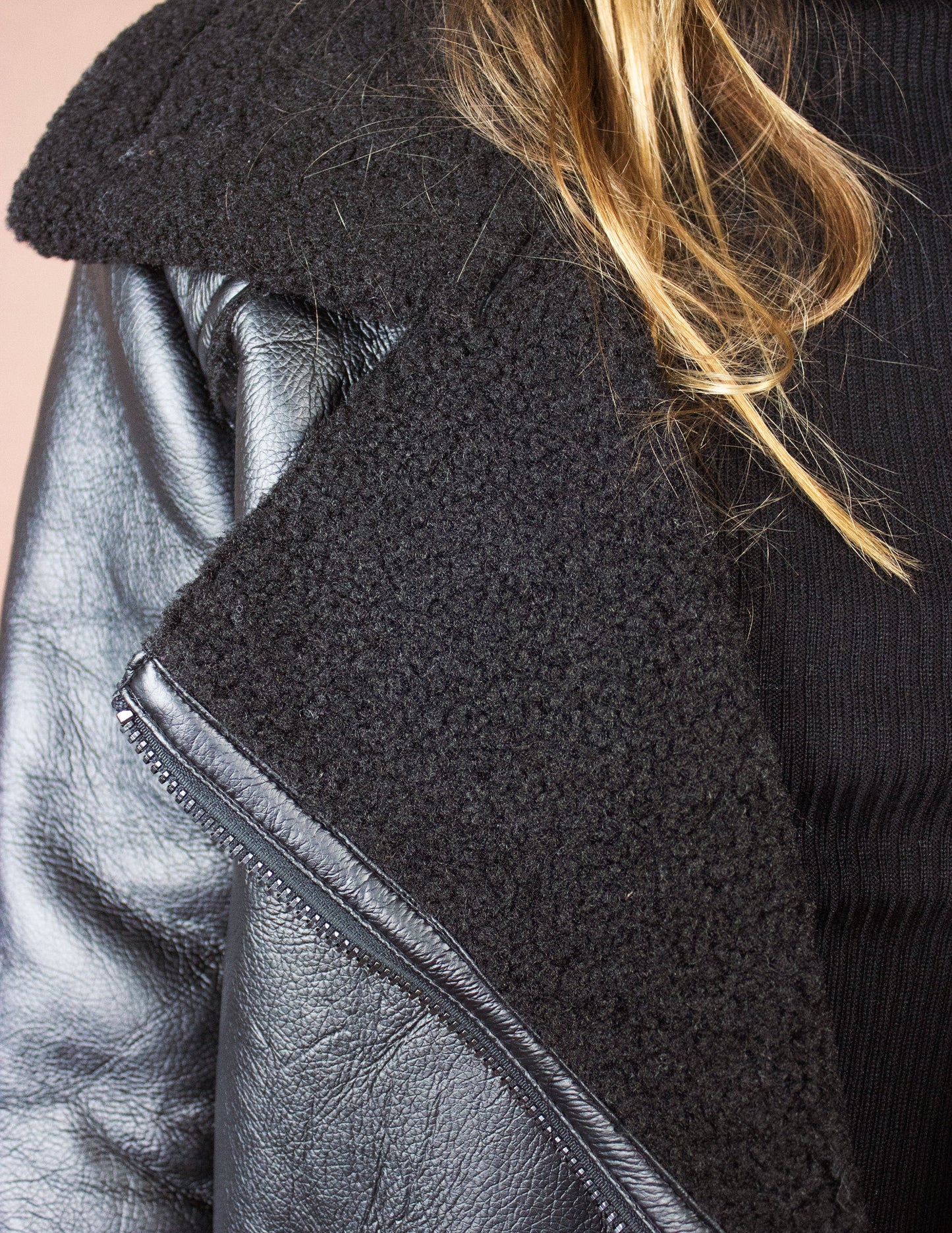 black vegan leather women jacket