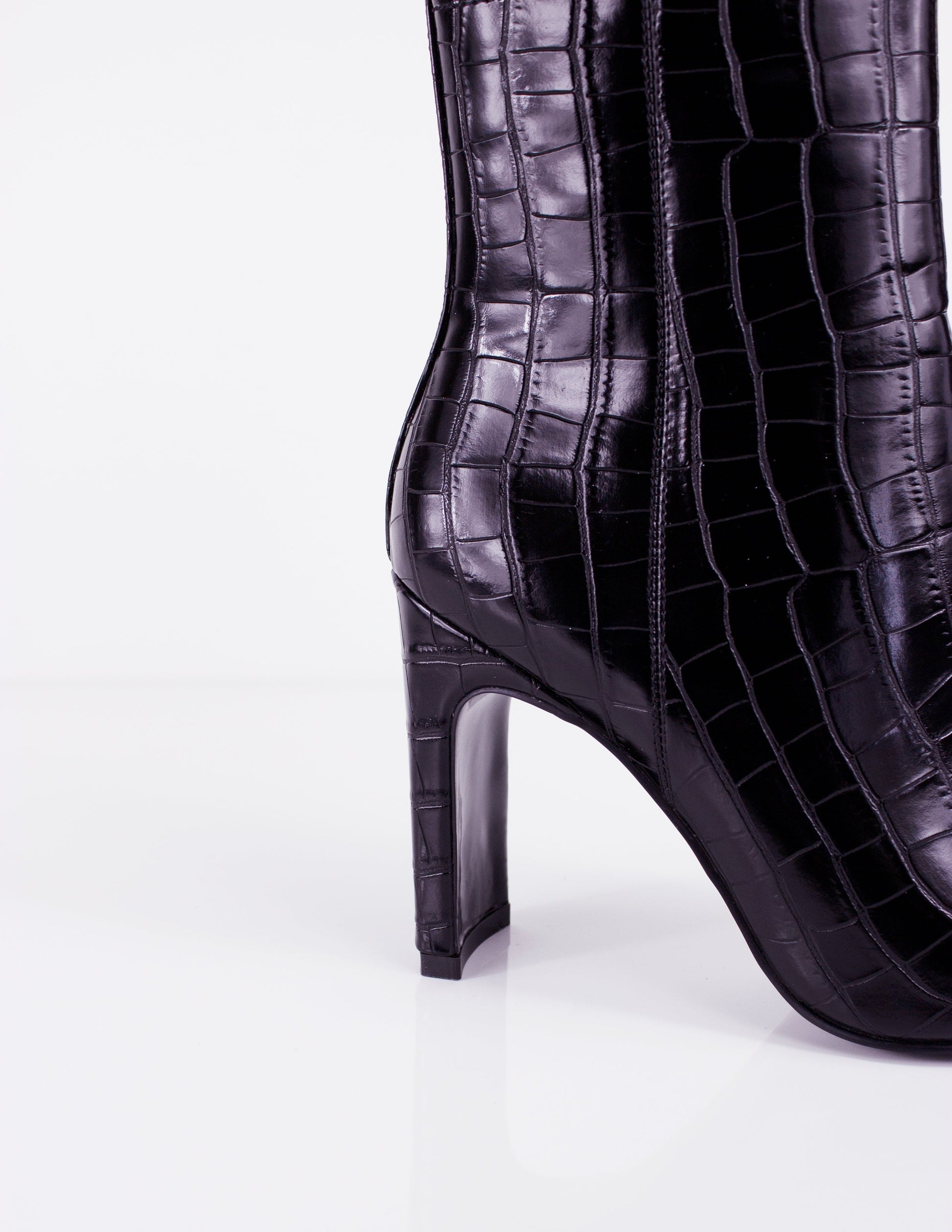 vegan exotic leather black crocodile high heels