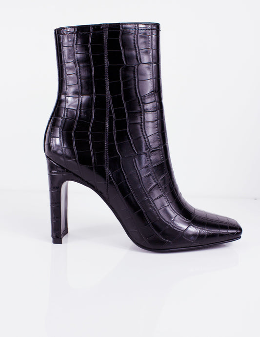 vegan exotic leather black crocodile high heels