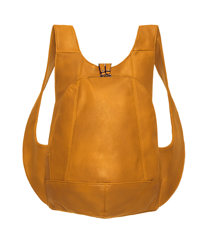 yellow mustard Backpack vegan secure closure