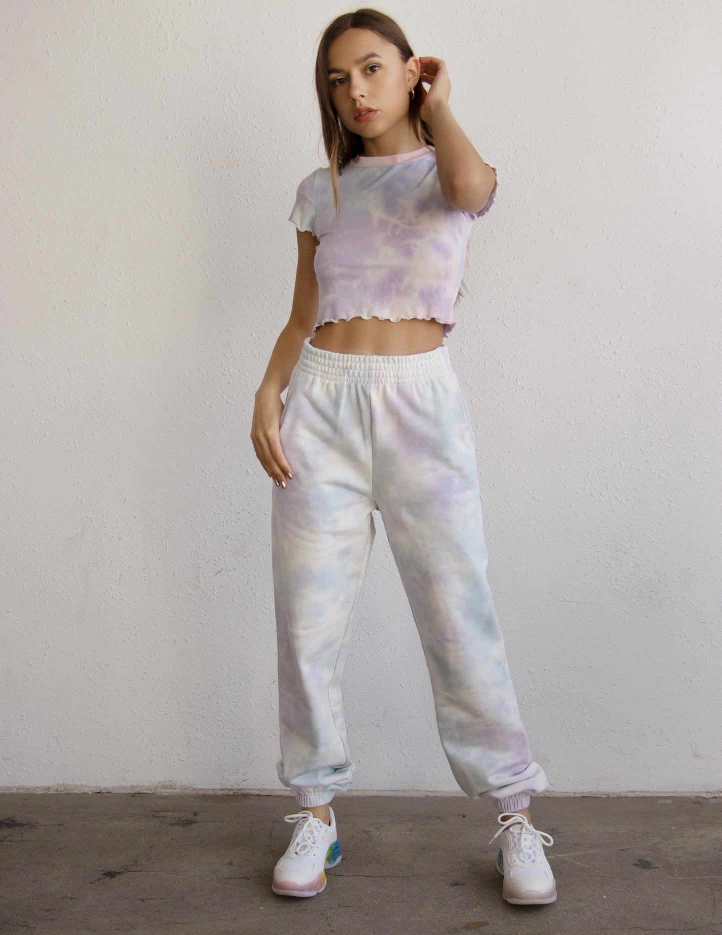 women top vegan dye rainbow purple white
