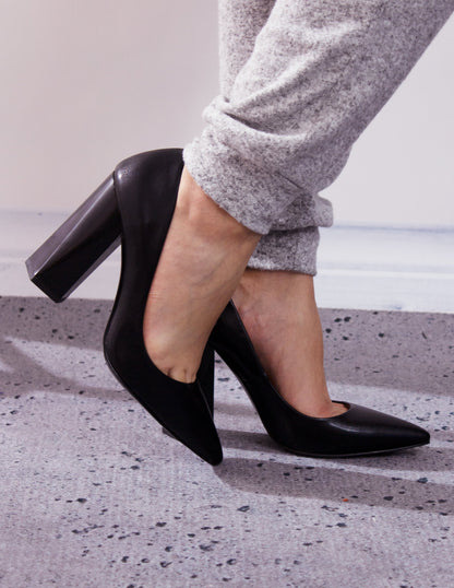 Black Vegan leather High heel