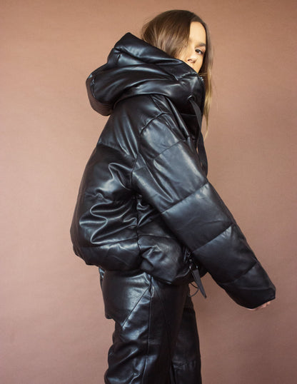 Vegan leather coat black