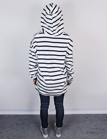 black stripe white oversized hoodie vegan cotton