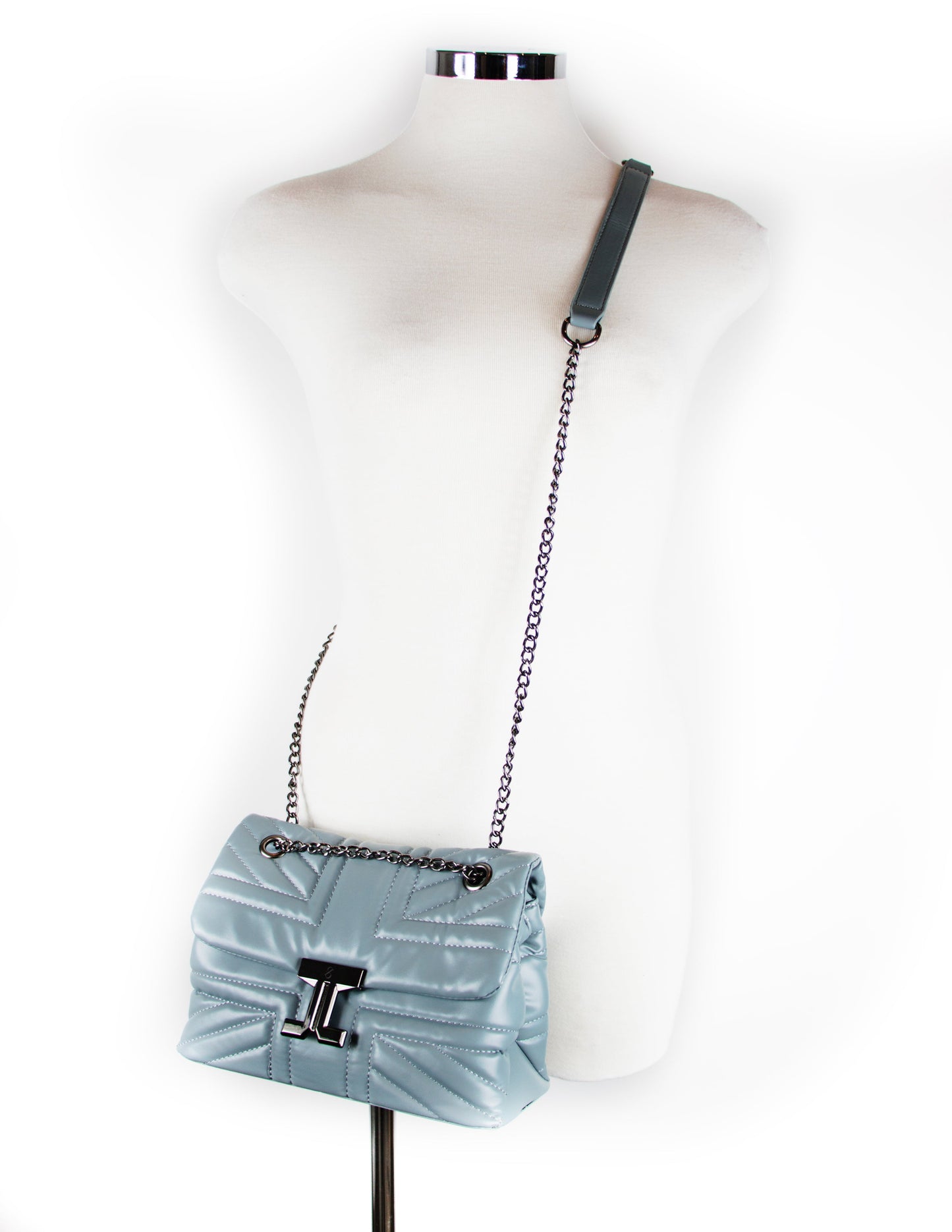 blue district vegan leather handbag