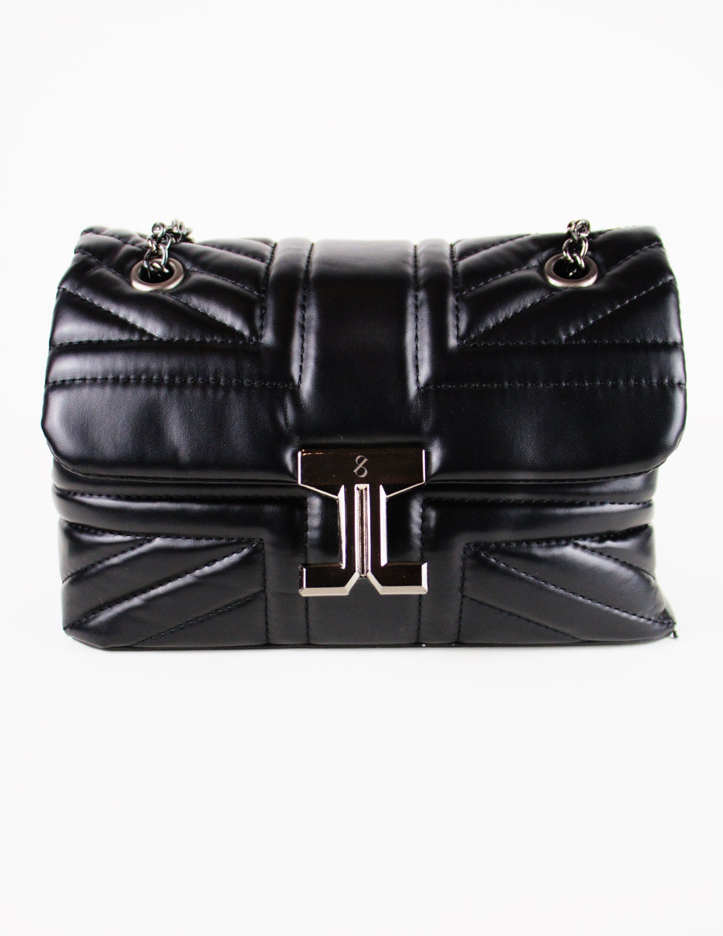 black vegan leather handbag