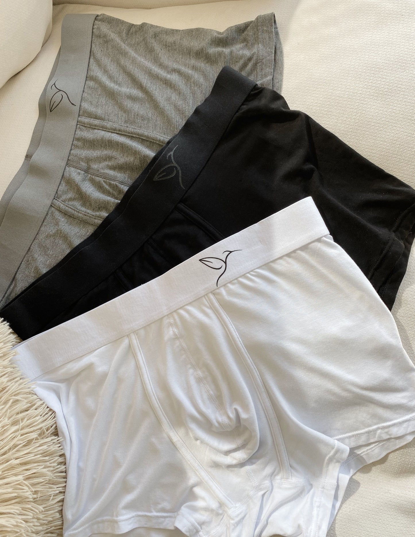 vegan boxer set 3 black white grey
