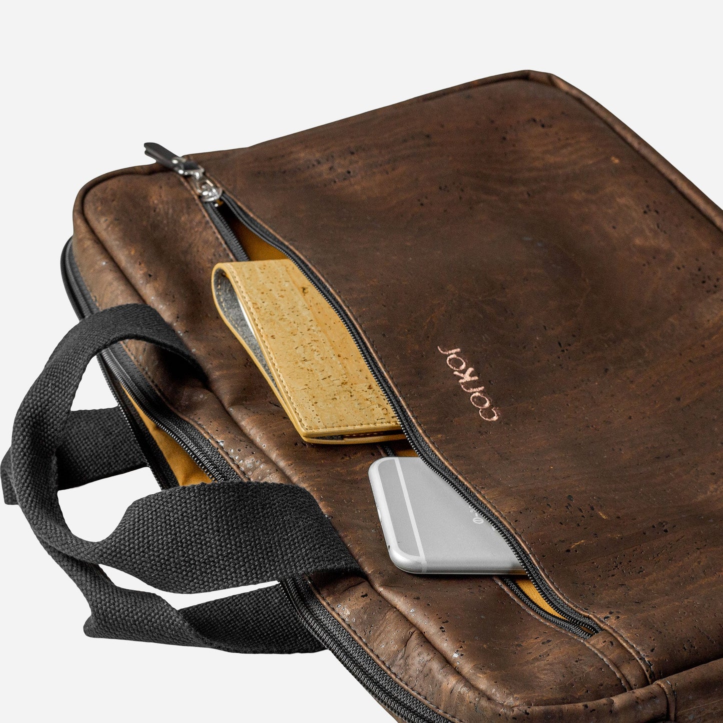 Laptop Briefcase Small vegan leather cork inside