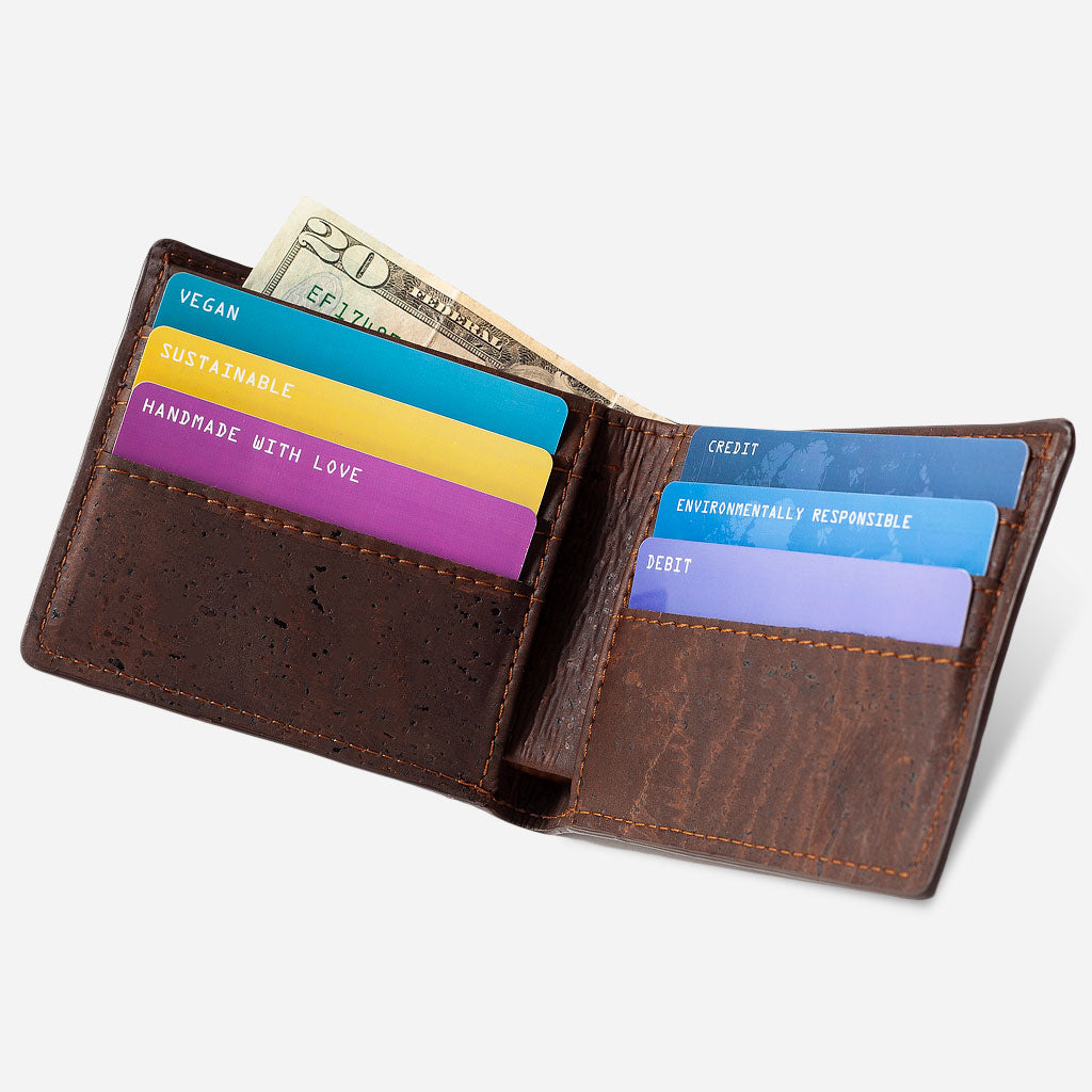 Bifold Wallet vegan leather cork brown