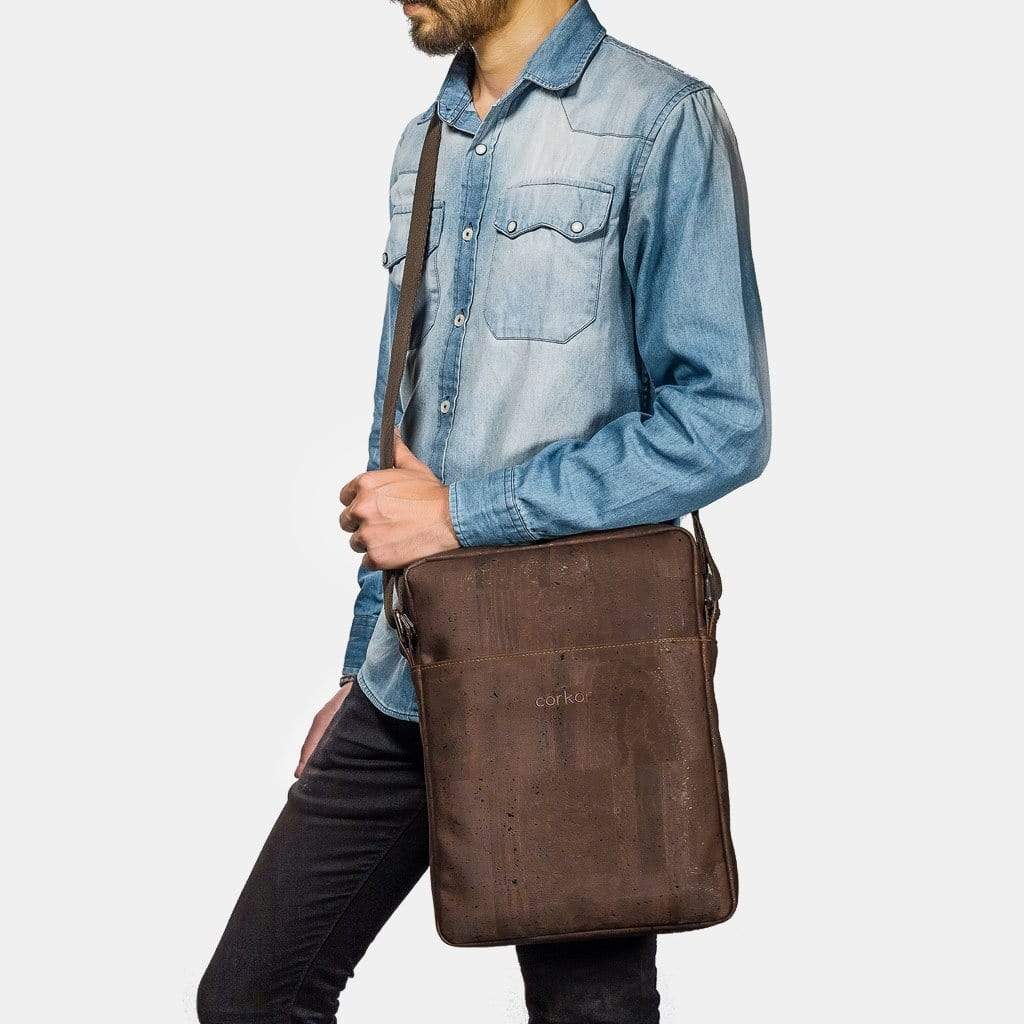 Briefcase Medium vegan leather cork brown