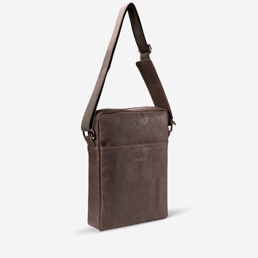 Briefcase Medium vegan leather cork brown