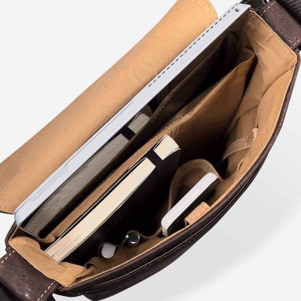 Briefcase Medium vegan leather cork brown