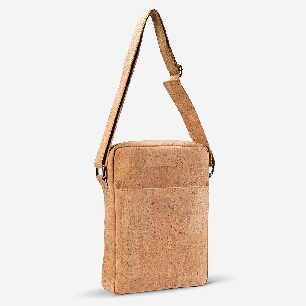 Briefcase Medium vegan leather cork brown