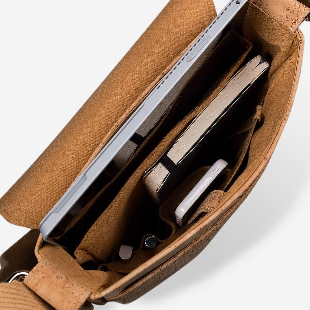 Briefcase Medium vegan leather cork brown