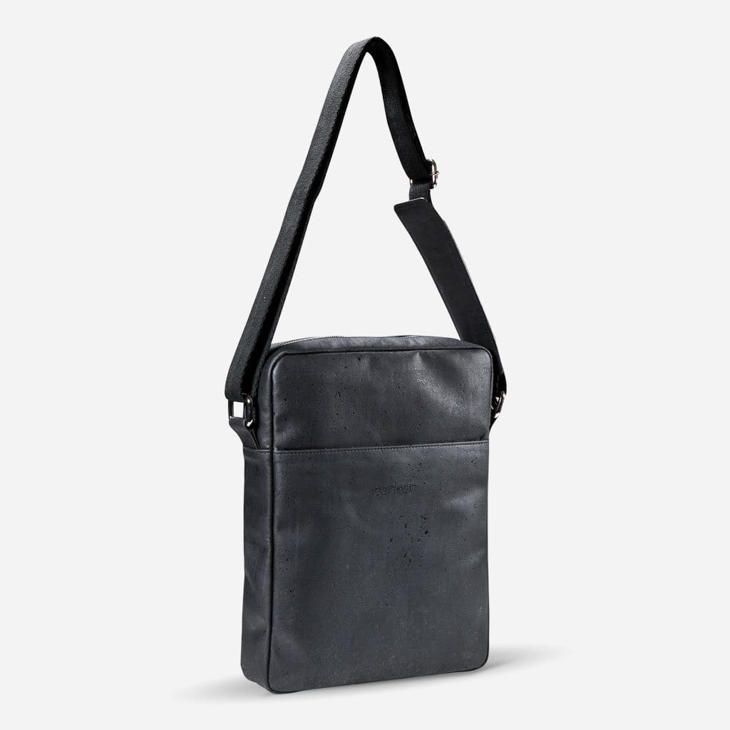Briefcase Medium vegan leather cork black