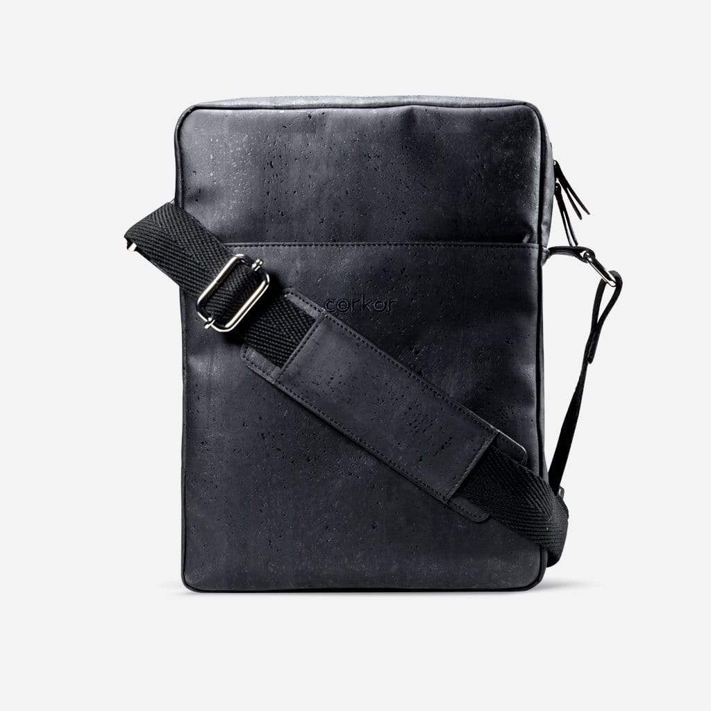 Briefcase Medium vegan leather cork black