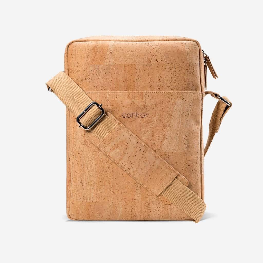 Briefcase Medium vegan leather cork brown