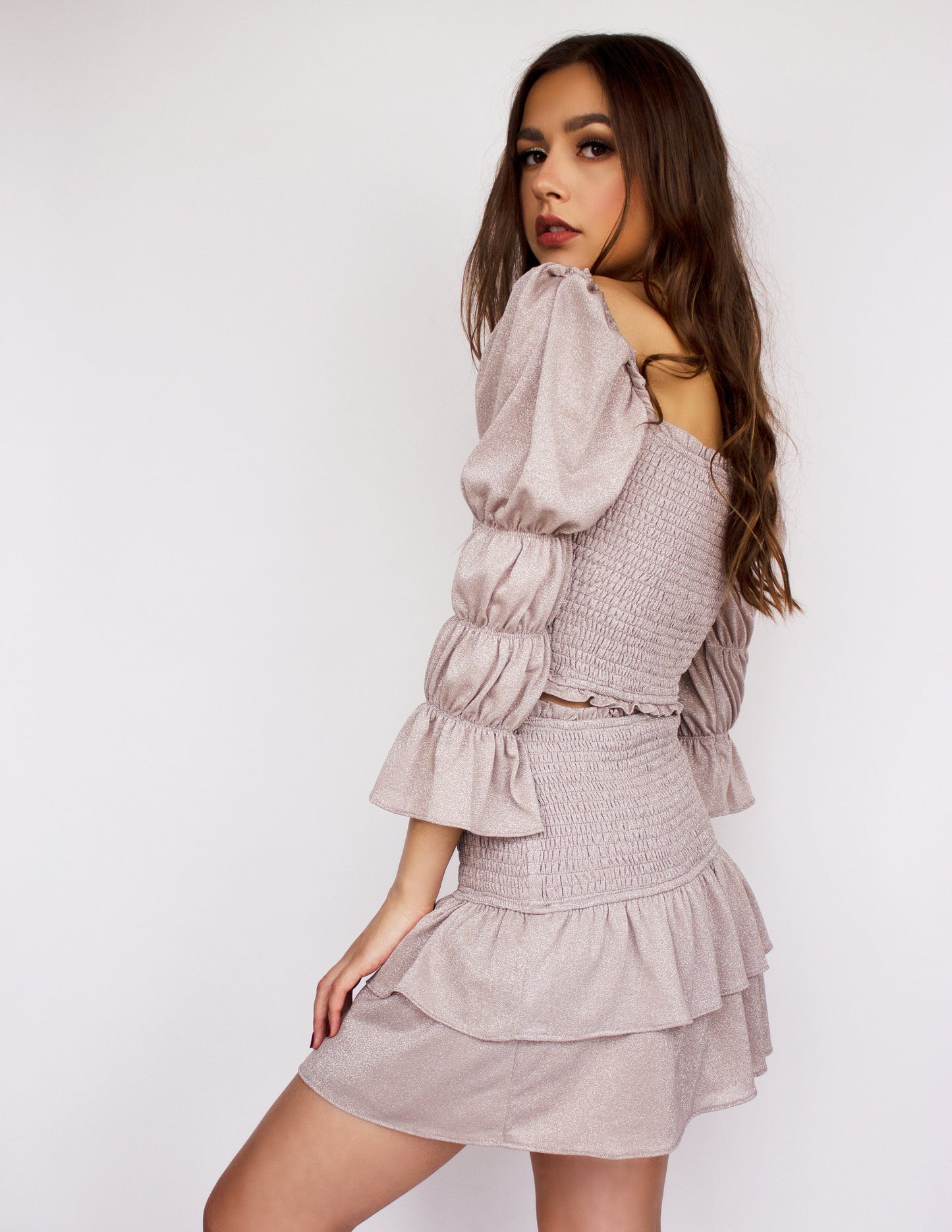 Champagne dress top bottom vegan sustainable fashion