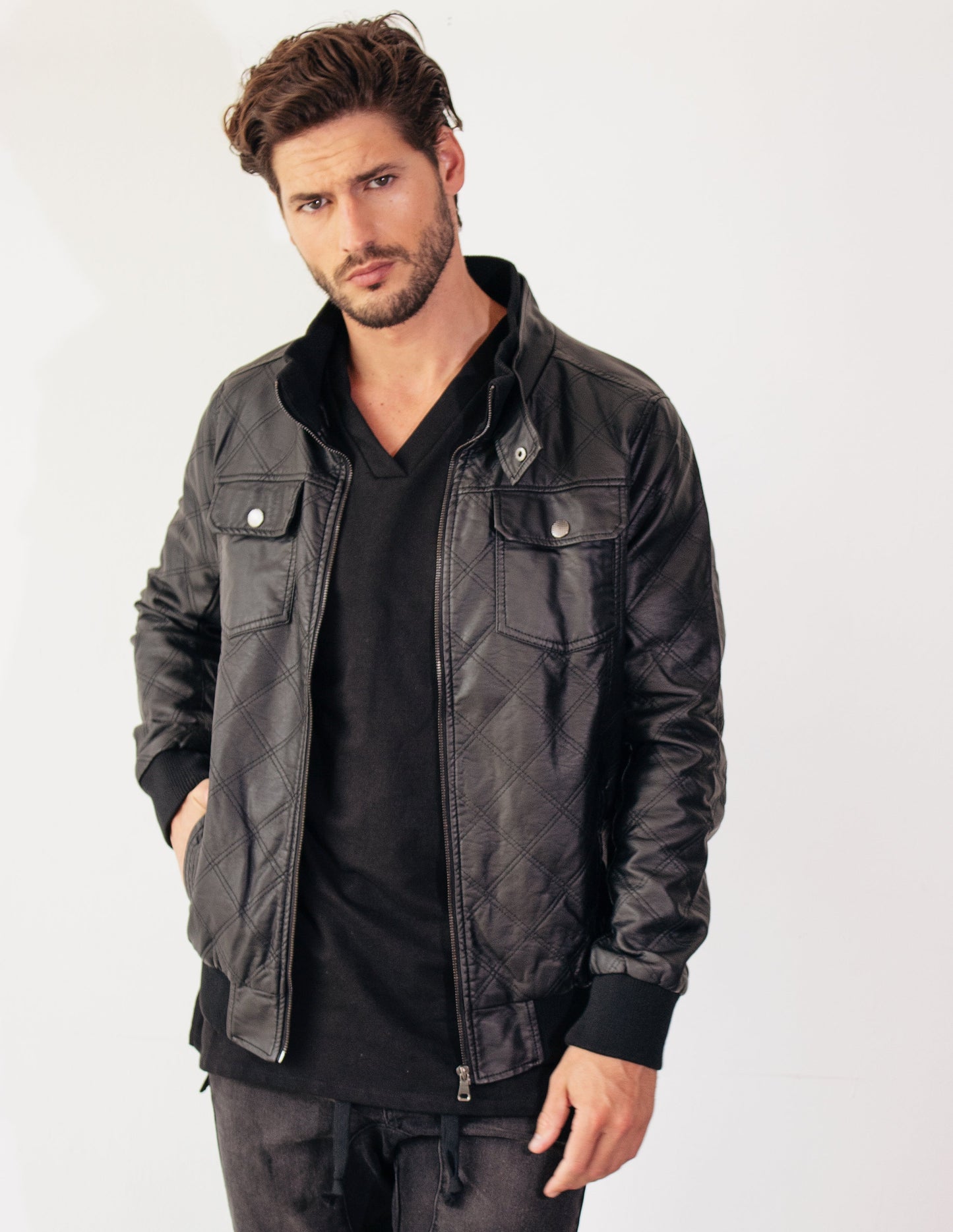 men black vegan leather jacket