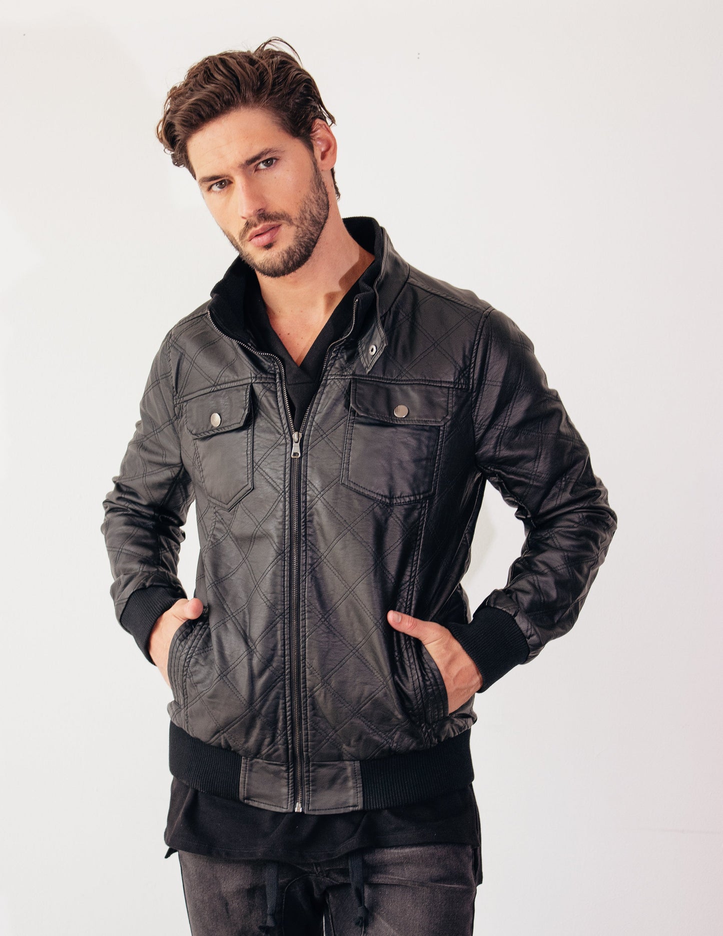 men black vegan leather jacket