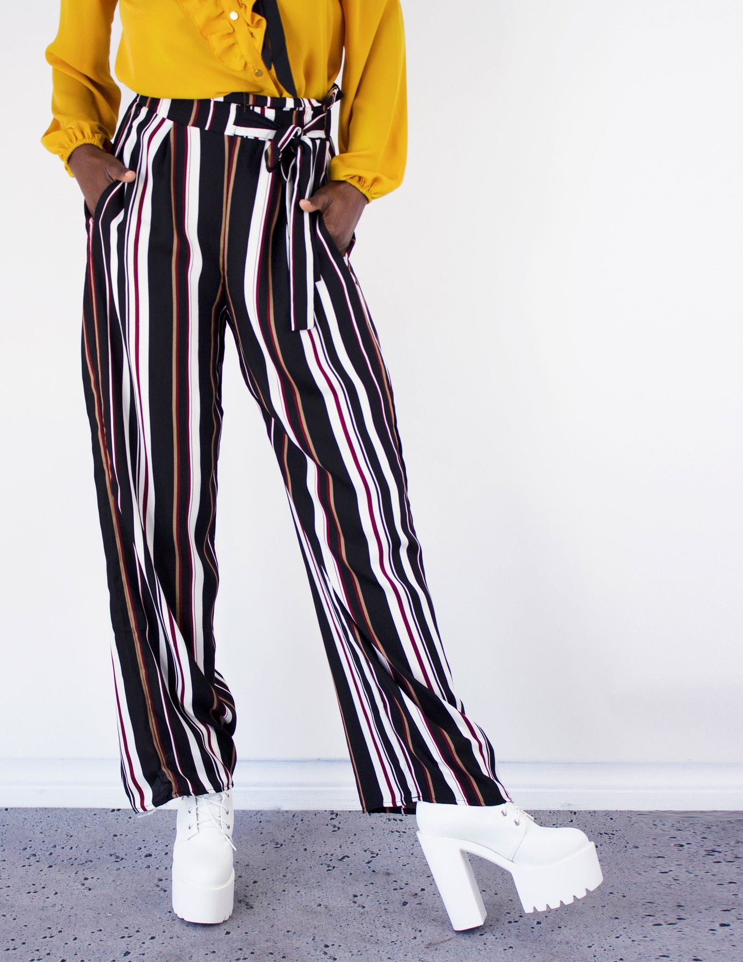 pant vegan line black white yellow