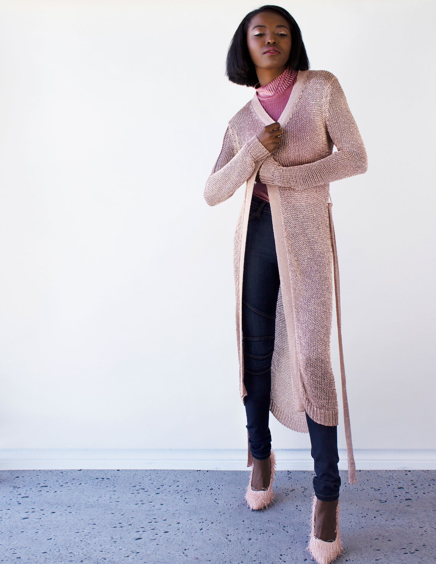 pink cardigan vegan