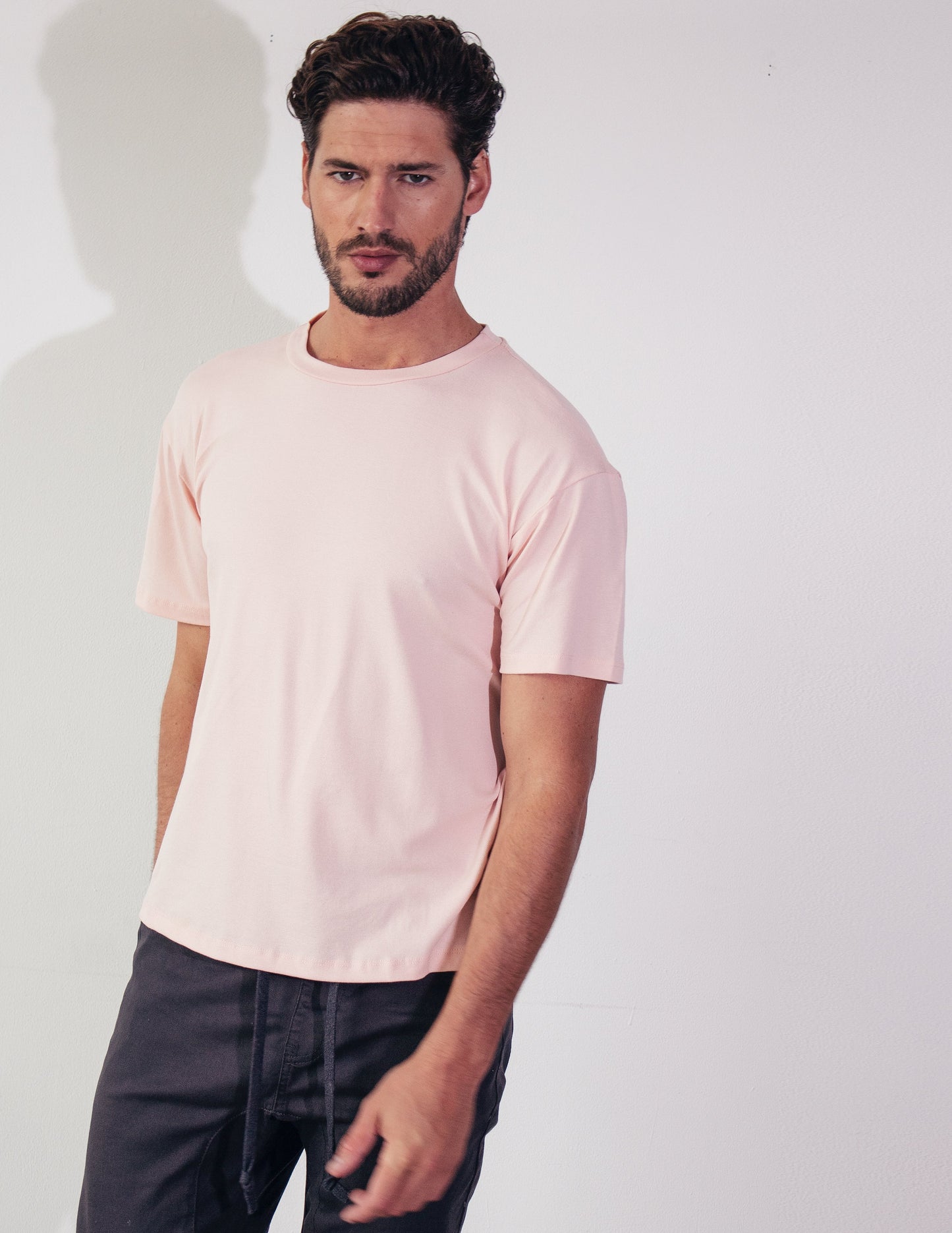 pink tee shirt men vegan Blue District