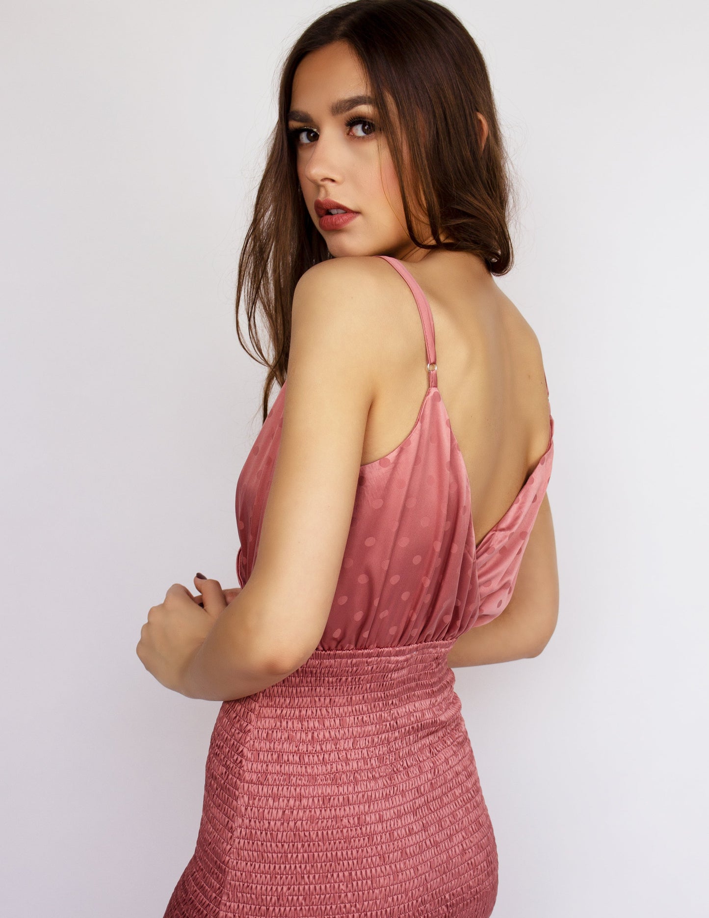 pink dress vegan silk