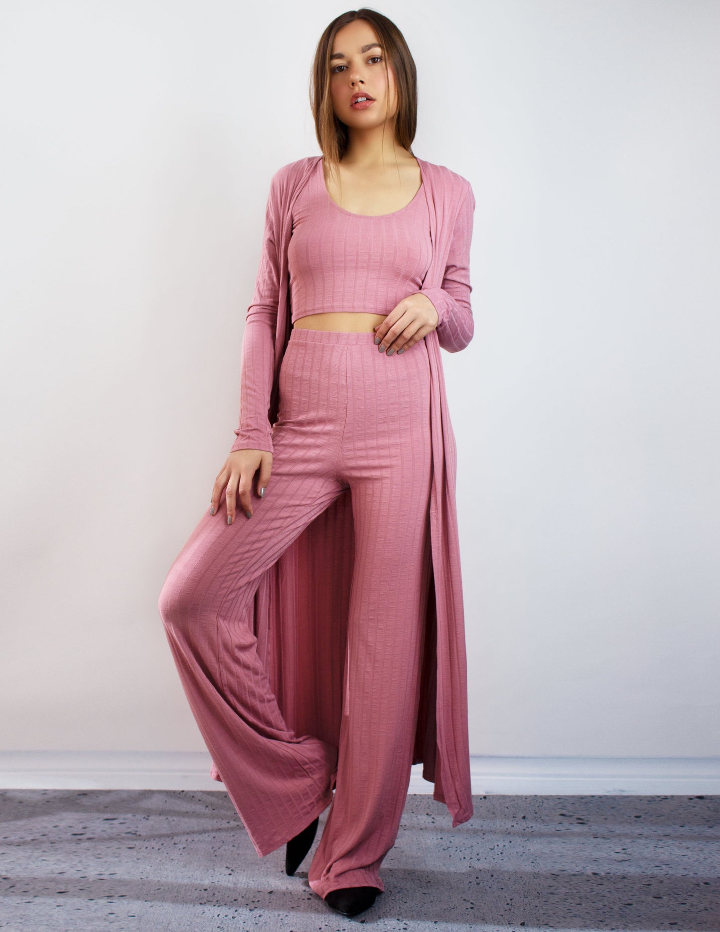 3 set top bottom jacket women pink vegan