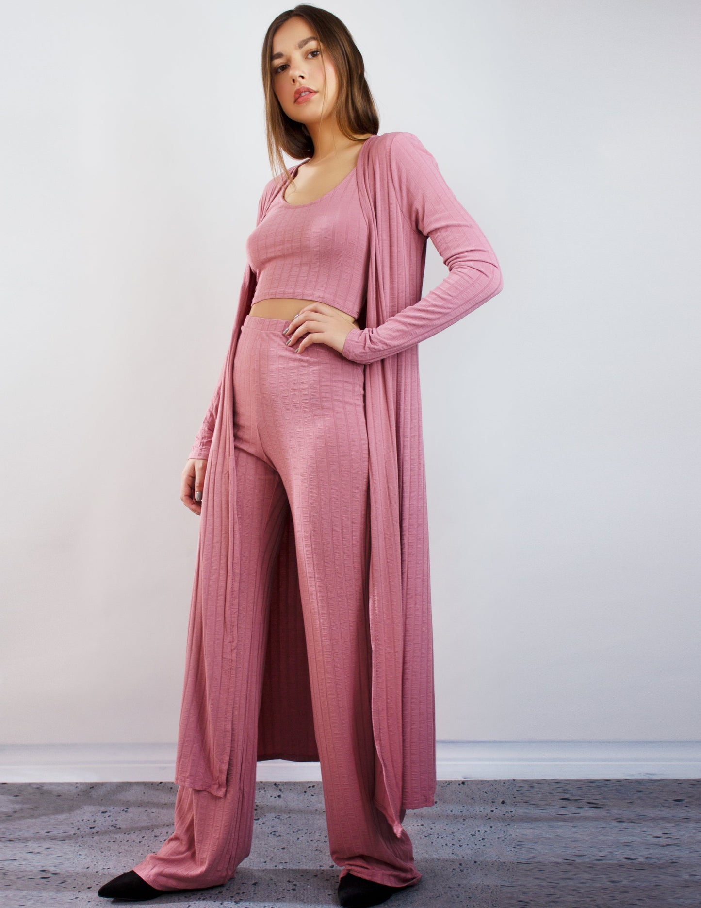 3 set top bottom jacket women pink vegan
